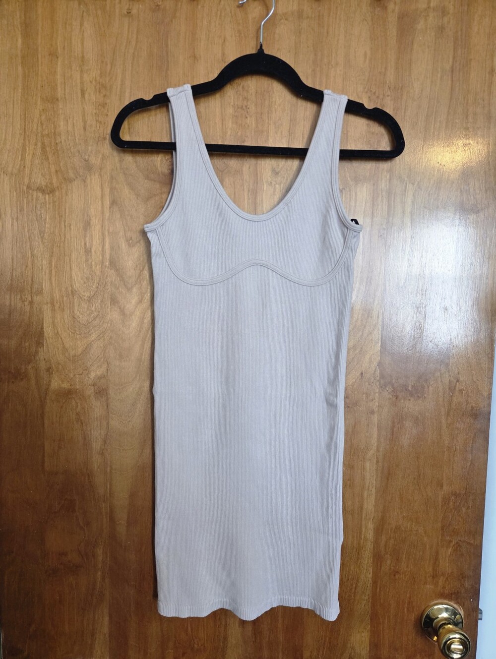 Forever 21 Ribbed Tank Slip Dress — Beige